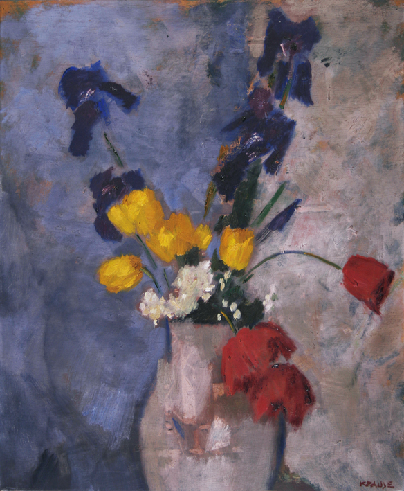 Krause Heinrich-Blumenstillleben mit Tulpen und Iris (verso Blumenstillleben)