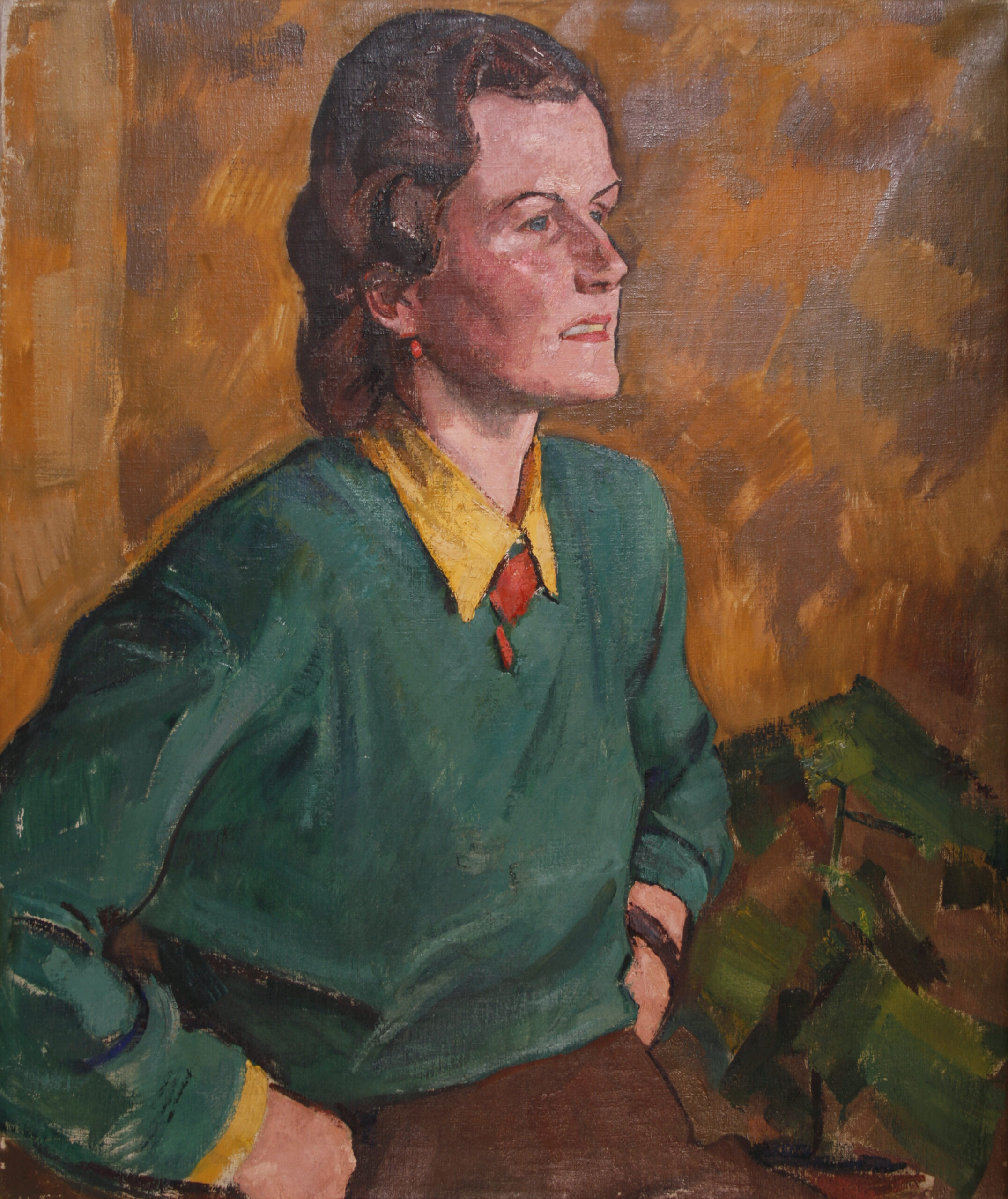 Krause Heinrich-Frau in grünblauem Pullover