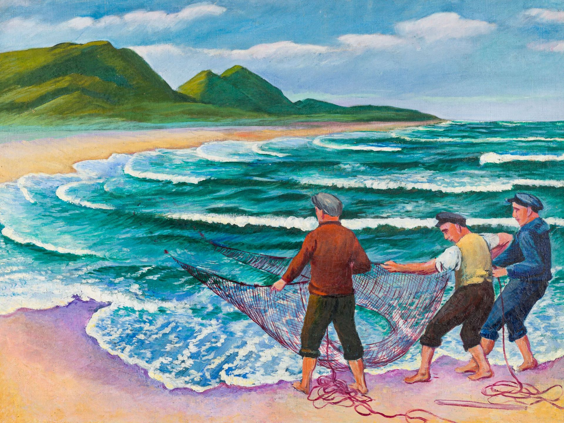 Otto Möller-Fishermen hauling in the Net
