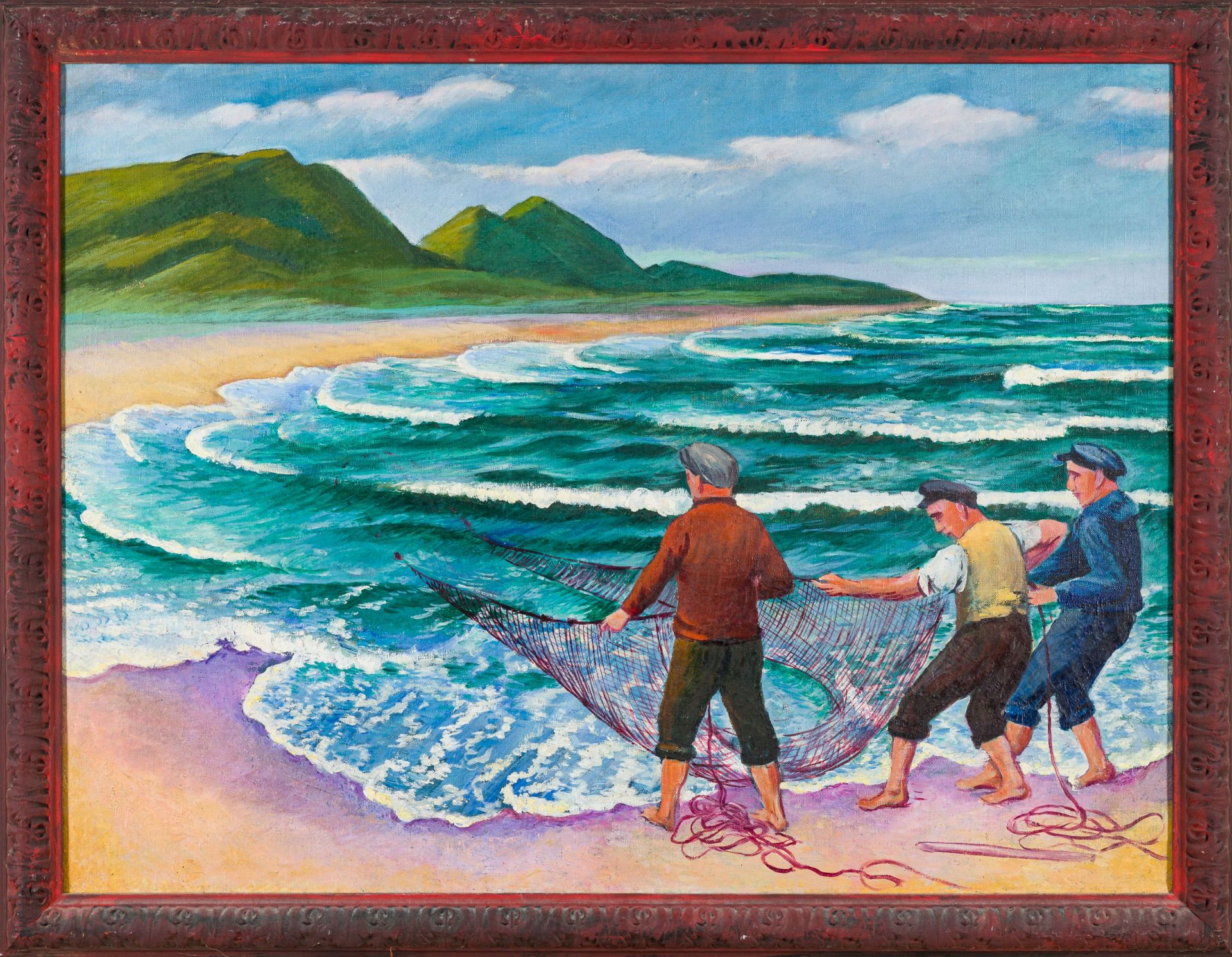 Otto Möller-Fishermen hauling in the Net