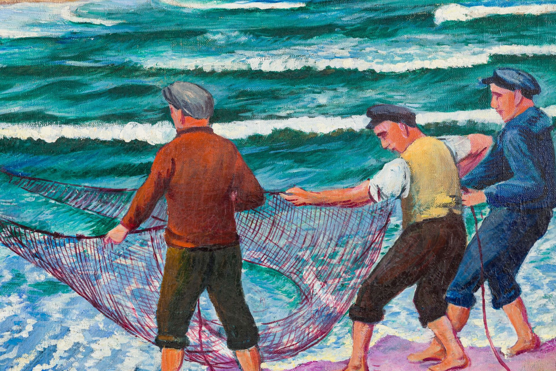 Otto Möller-Fishermen hauling in the Net