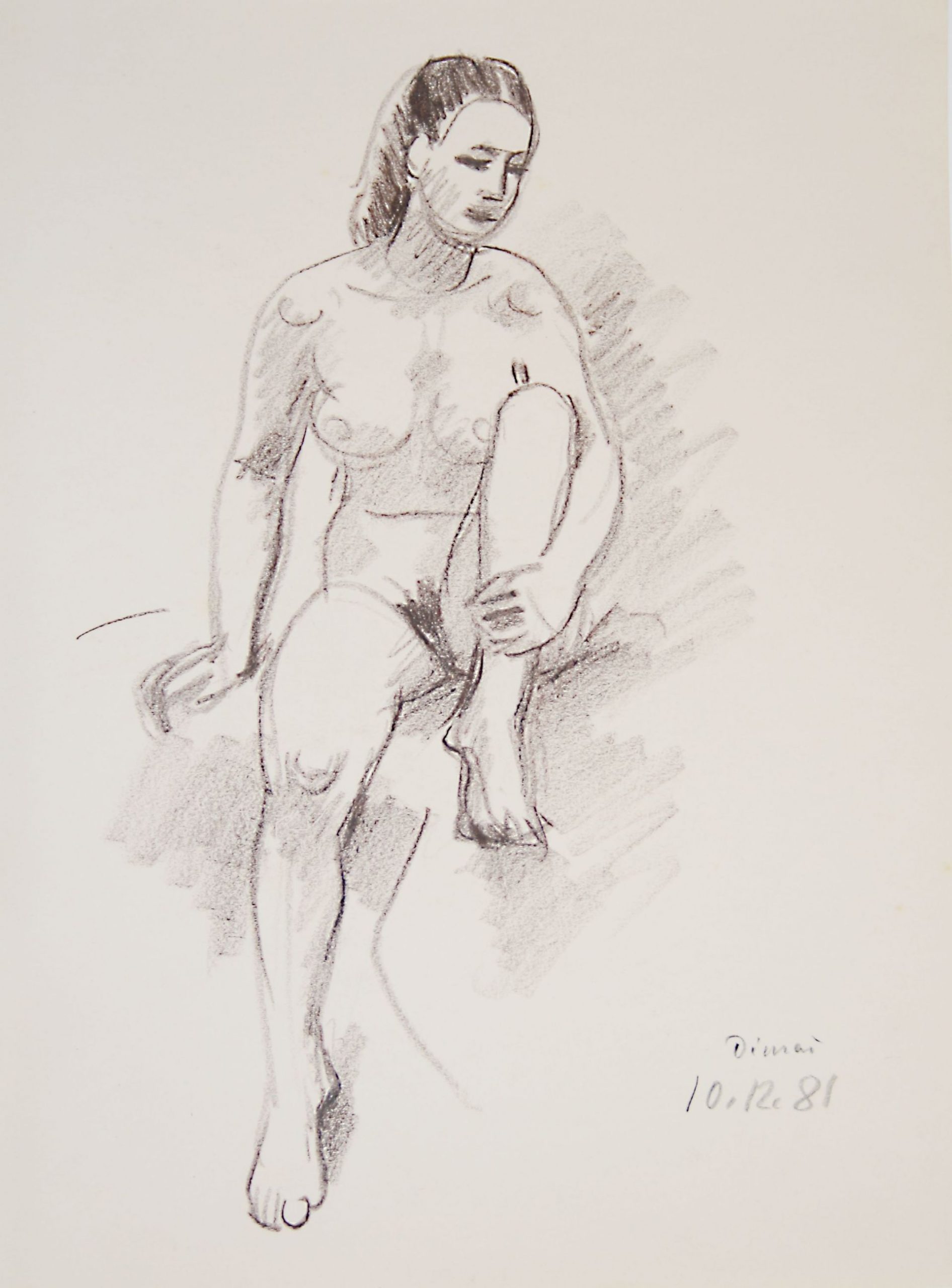 Rudolf Dimai-Sitting female nude