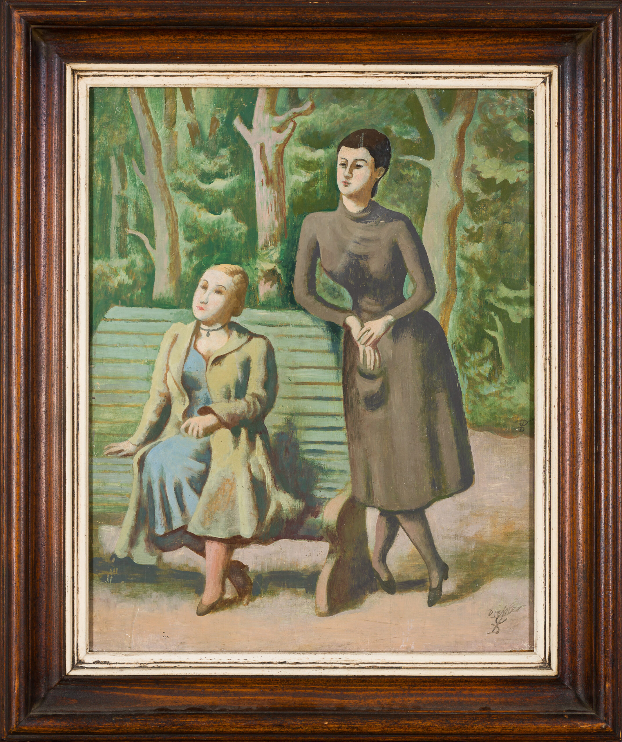 August Wilhelm Dressler-Zwei Damen im Park