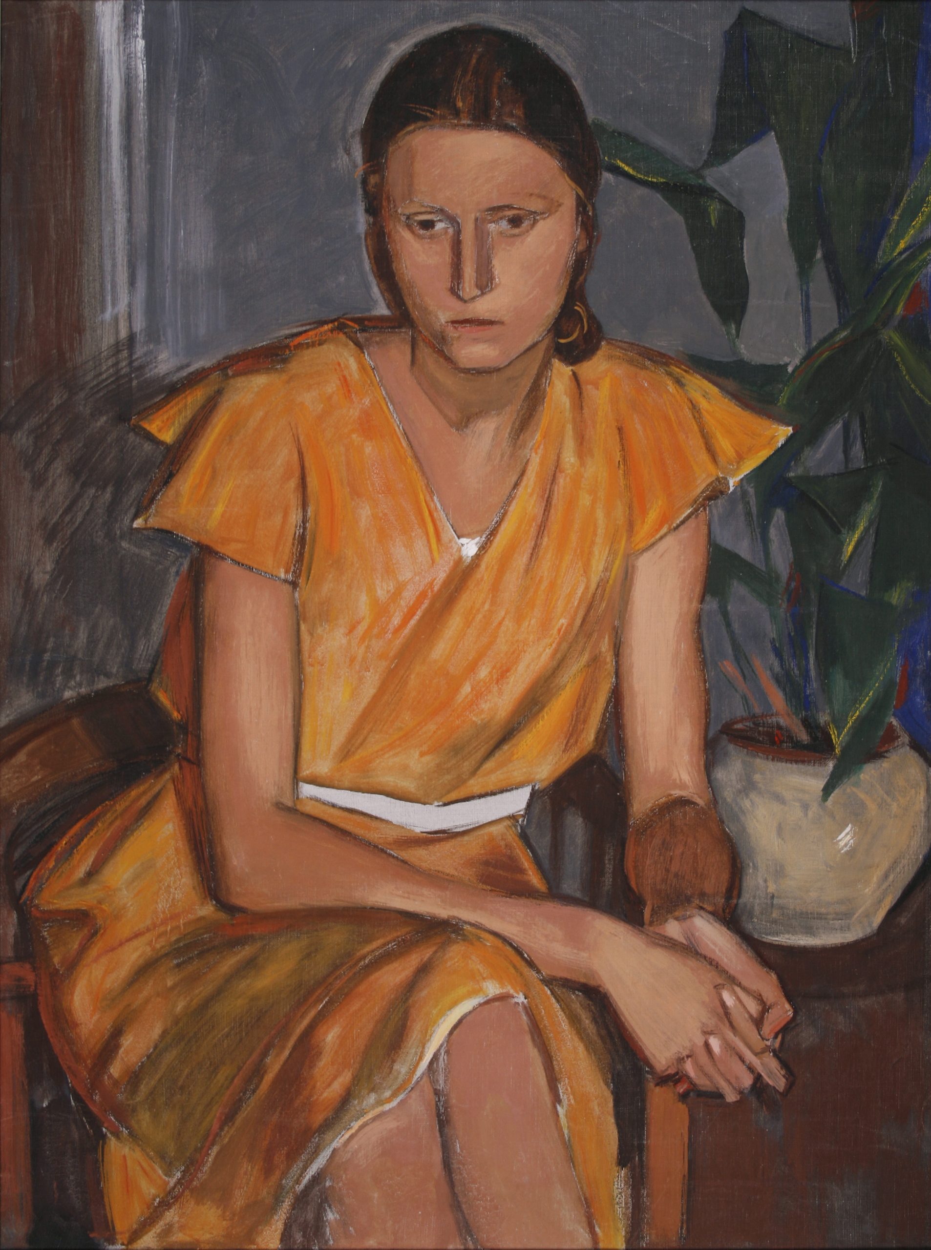 2191b_krause_damenportrait_orangenes_kleid-2