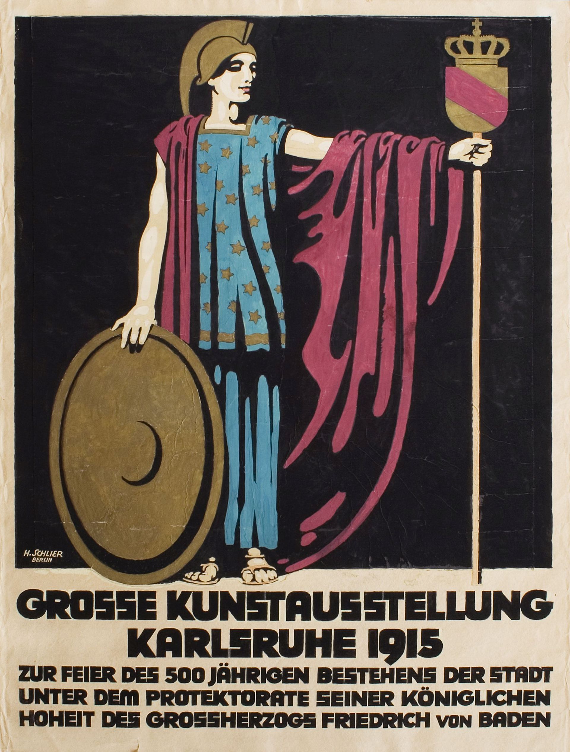 Hans Schlier-Draft poster for the large art exhibition in Karlsruhe in 1915