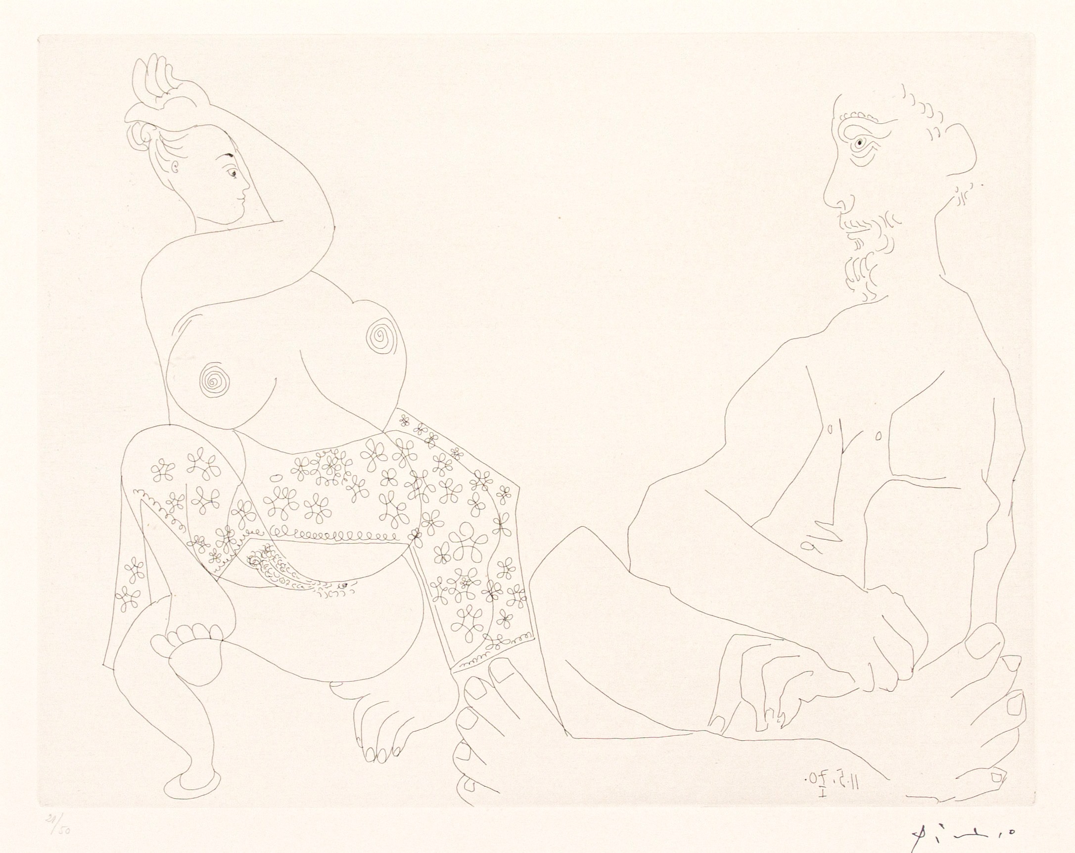 Pablo Picasso-Danse du ventre devant homme impassible