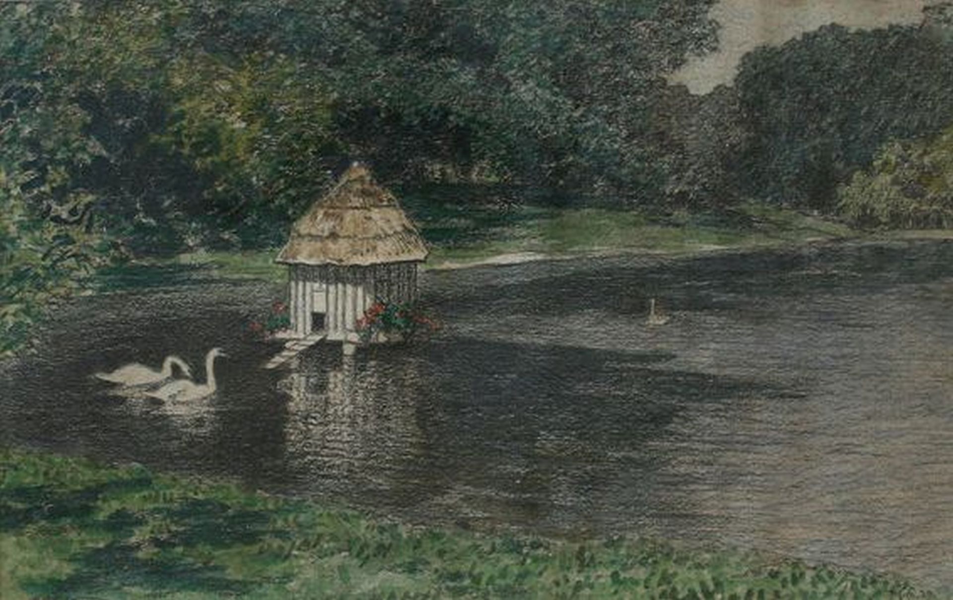 Maximilian Suppantschitsch-Pond with swans