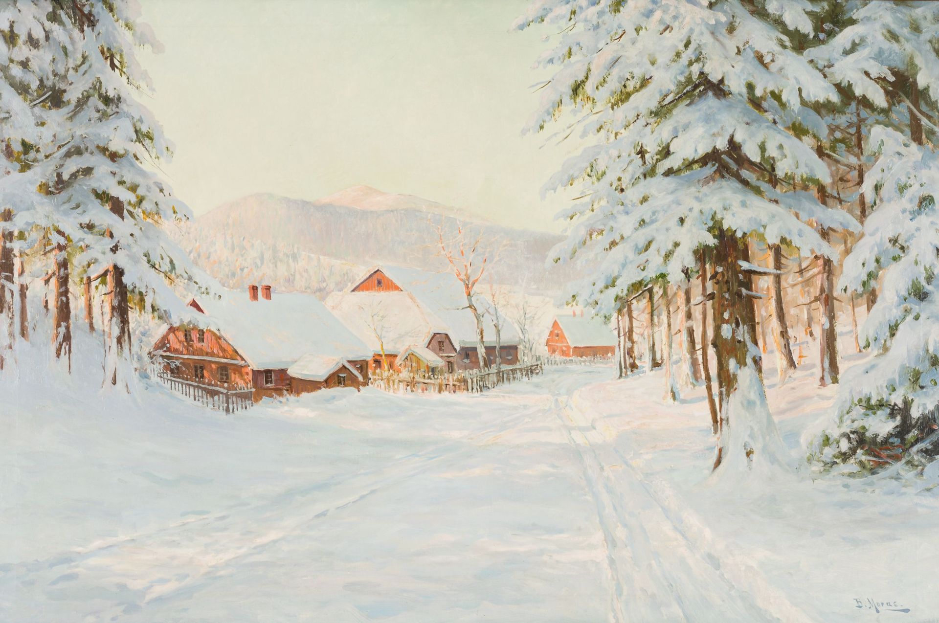 Bruno Moras-Village in the snow
