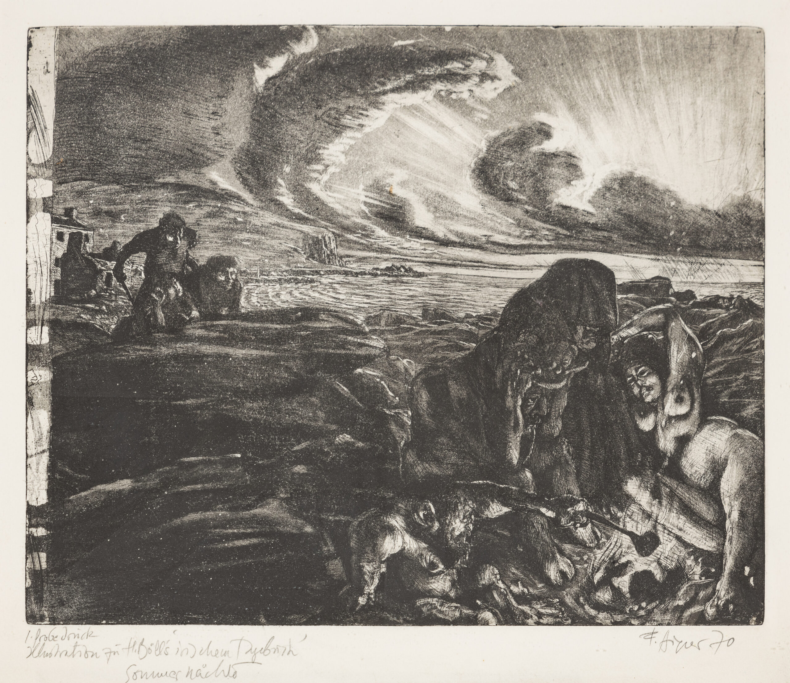 Fritz Aigner-Illustration zu Heinrich Bölls 'Irischem Tagebuch' (Sommernacht)