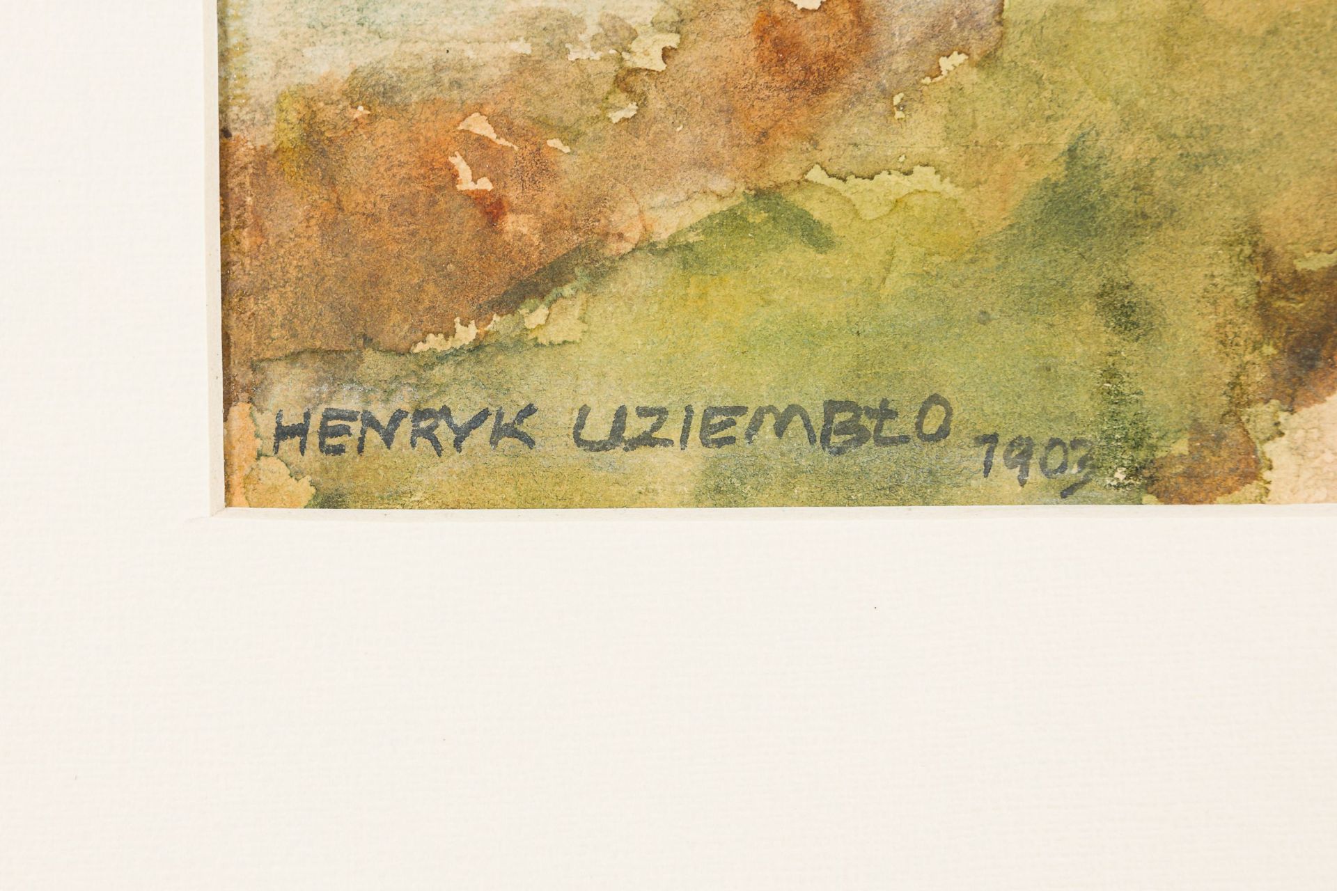 Henryk Uziemblo-Landscape with figures - Motif from eastern Poland