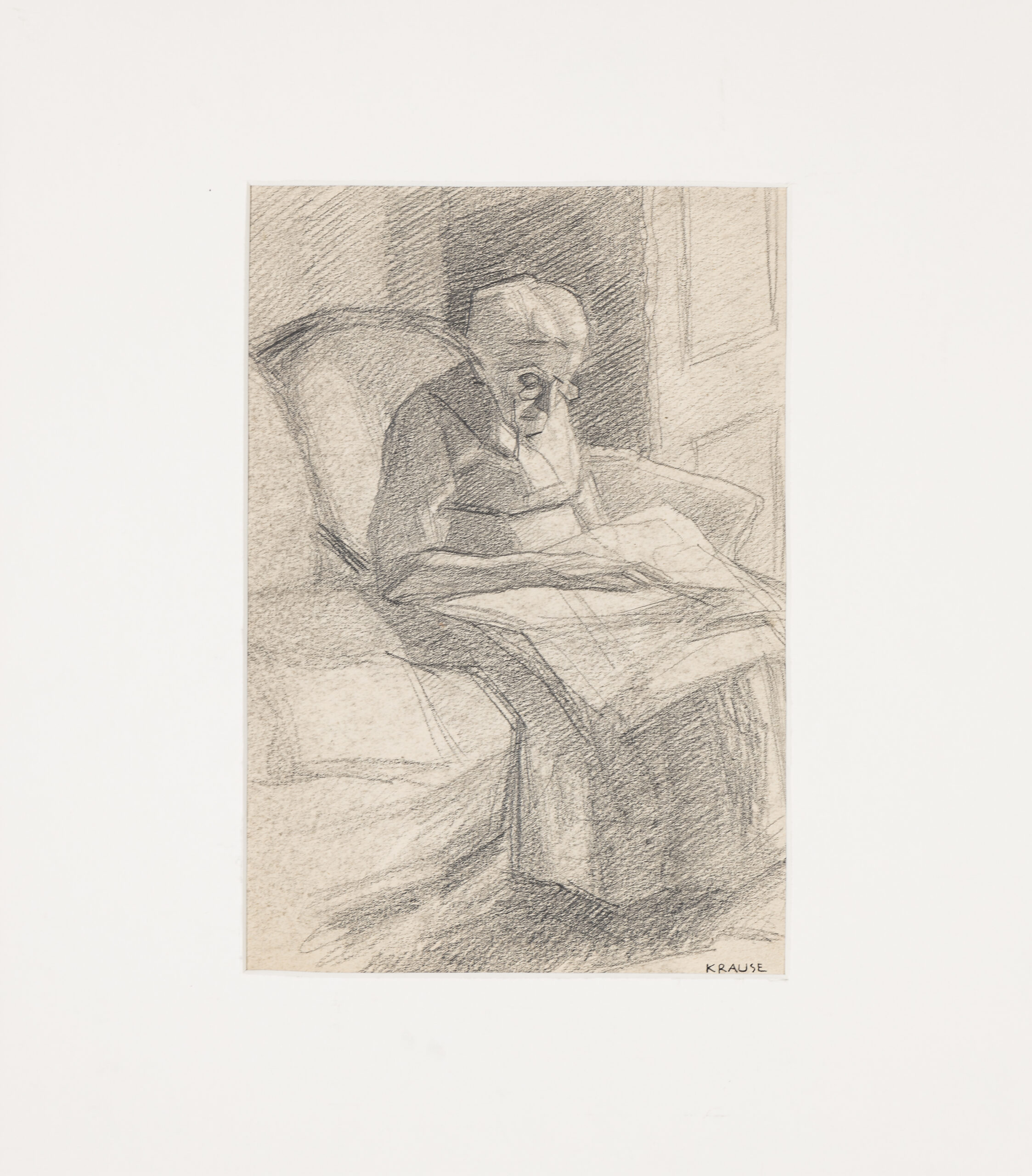 Krause Heinrich-Woman reading newsPaper in armchair
