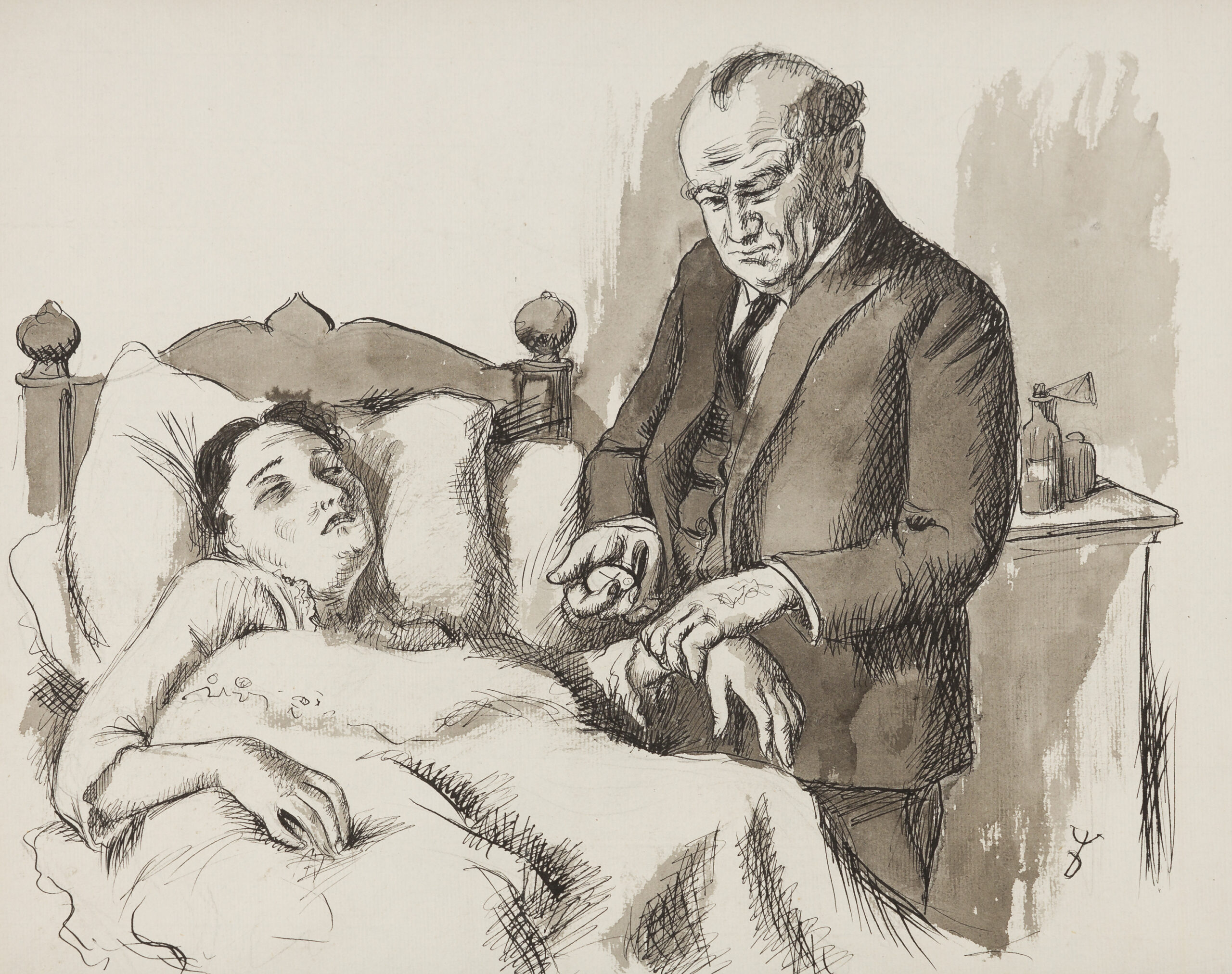 August Wilhelm Dressler-At the sickbed