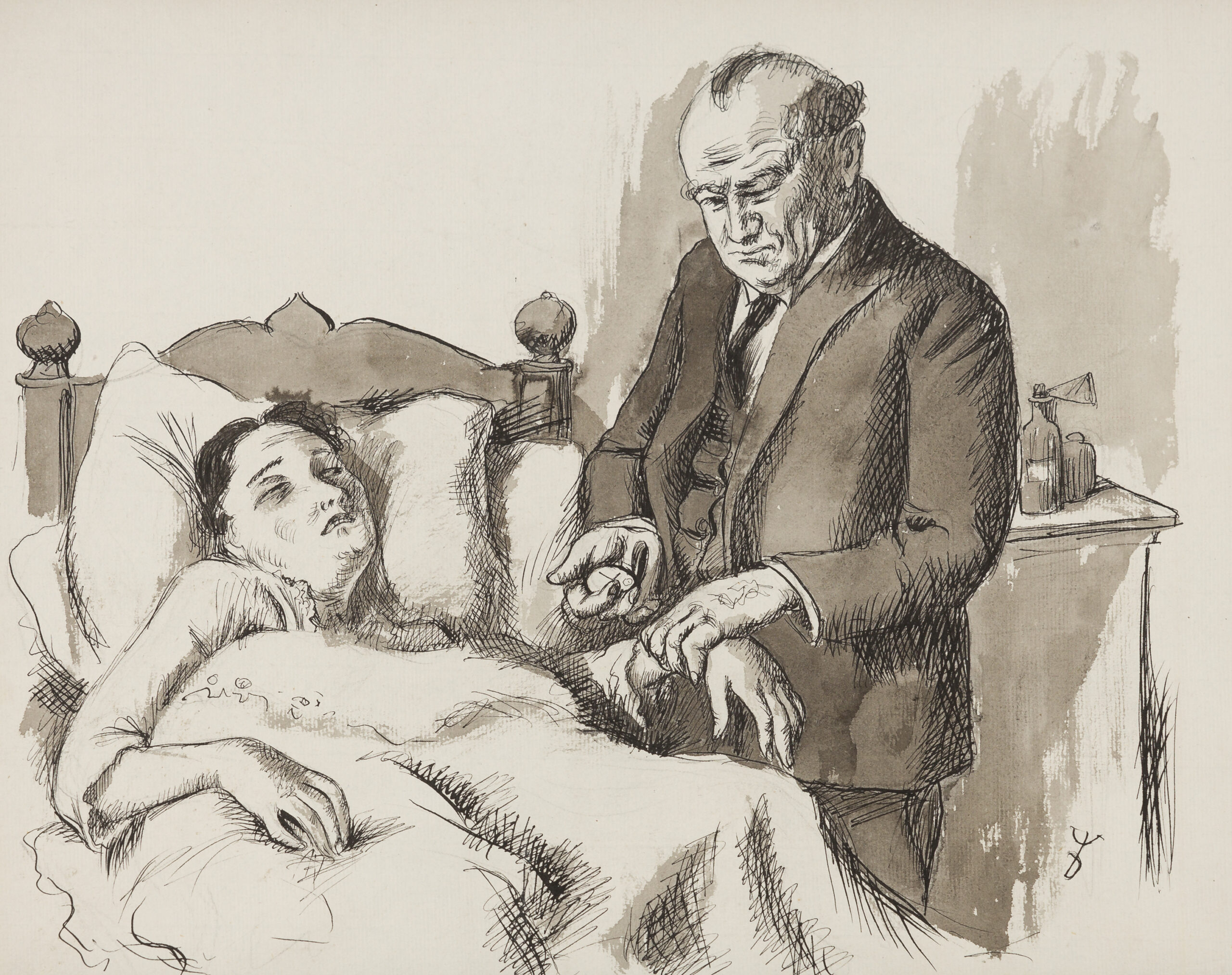 August Wilhelm Dressler-Am Krankenbett