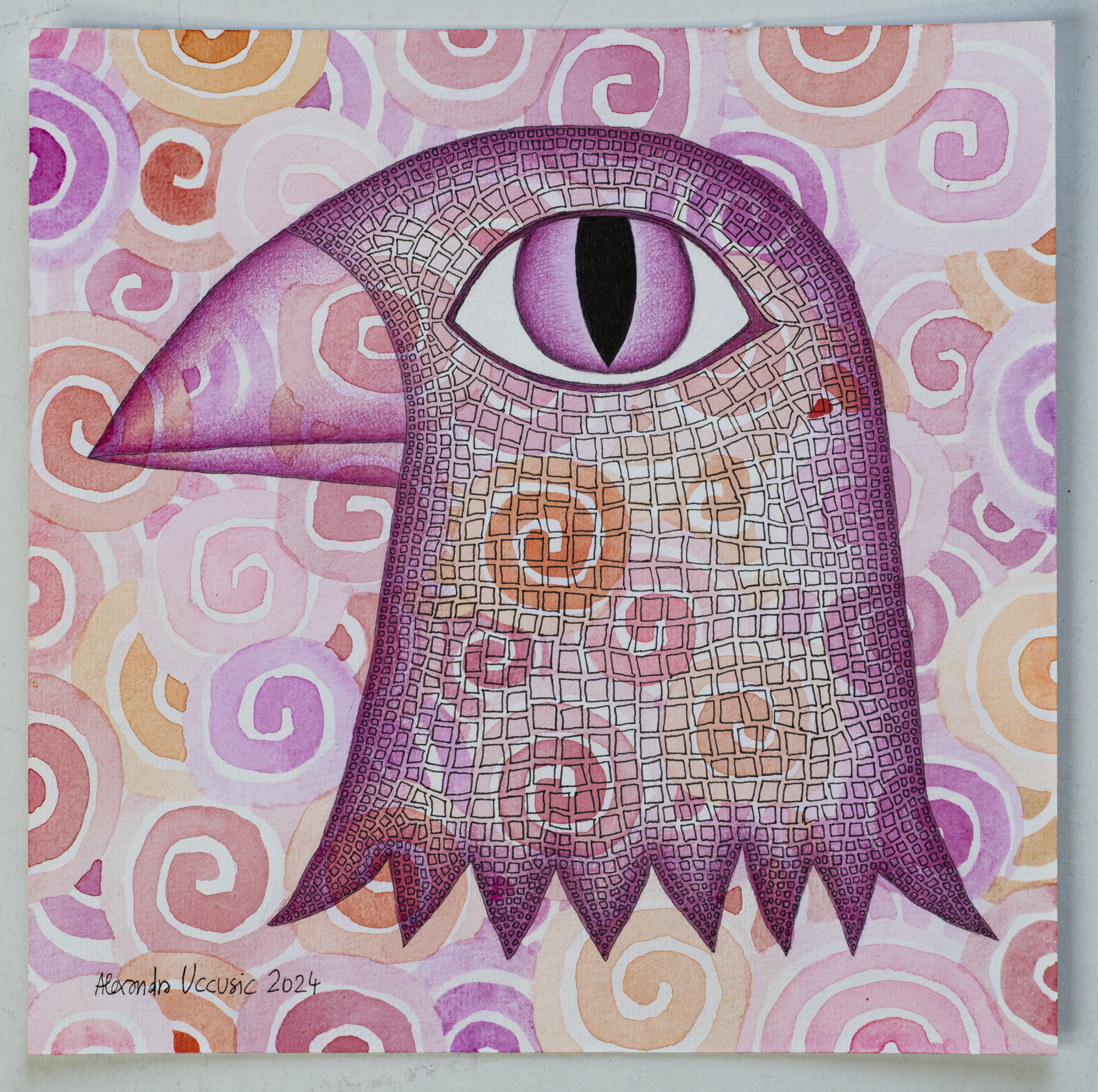 Alexandra Uccusic-Gesprächiger Gartenvogel mit viel Rosa