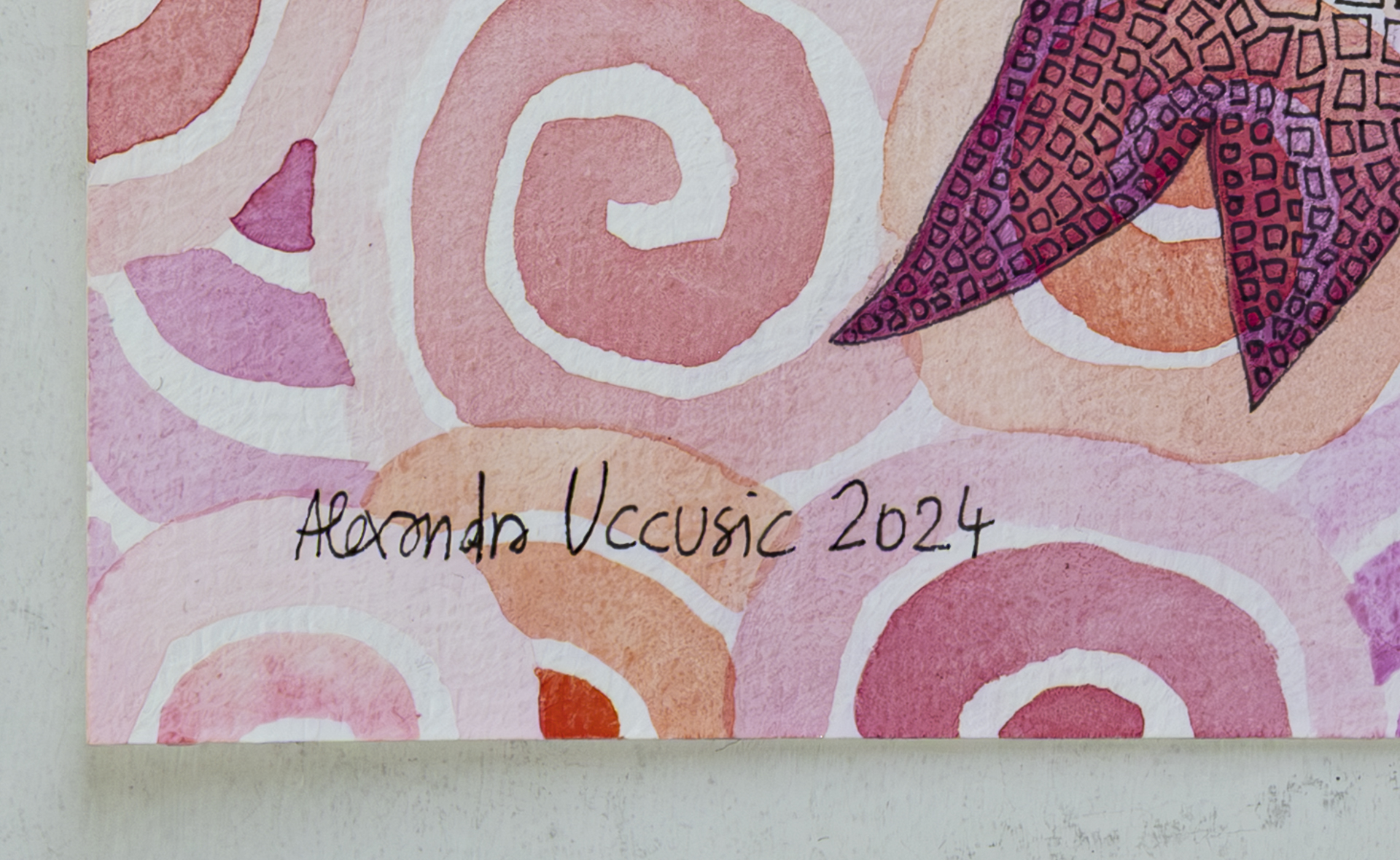 Alexandra Uccusic-Gesprächiger Gartenvogel mit viel Rosa